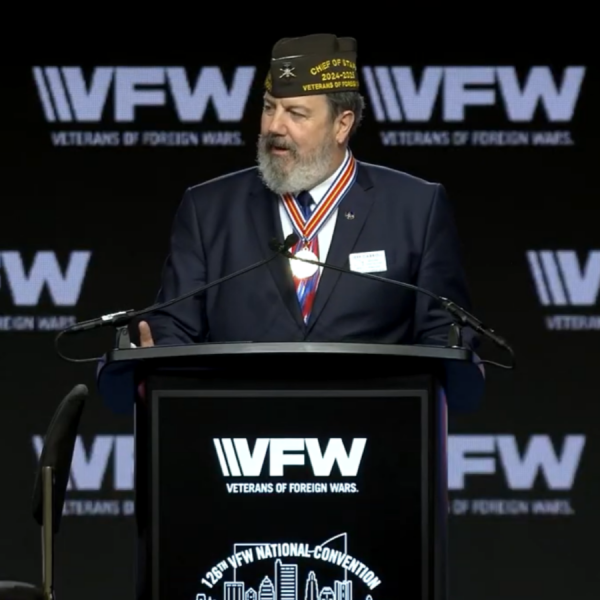 Jeff Carroll speaks to 126th National Convention following being awarded the Commander-in-Chief's Gold Medal of Merit
